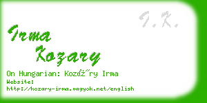 irma kozary business card